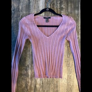 Forever 21 Mauve Ribbed Crop Sweater